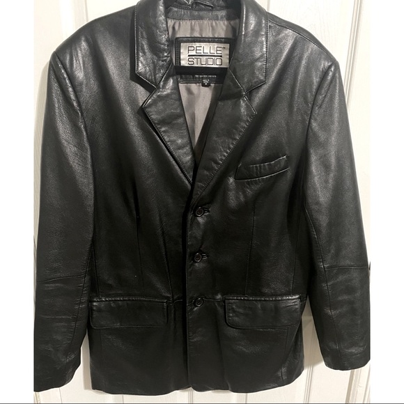 PELLE STUDIO WILSONS BLACK LEATHER MEN'S JACKET/BLAZER - Picture 6 of 15